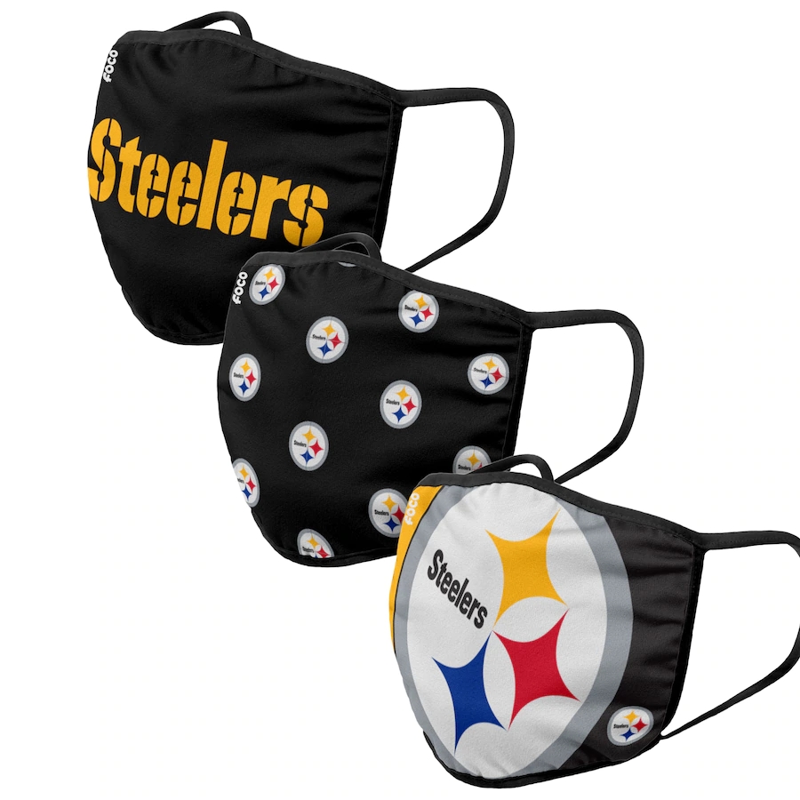  Pittsburgh Steelers Adult Face Covering 3-PackDust mask with filter->nba dust mask->Sports Accessory